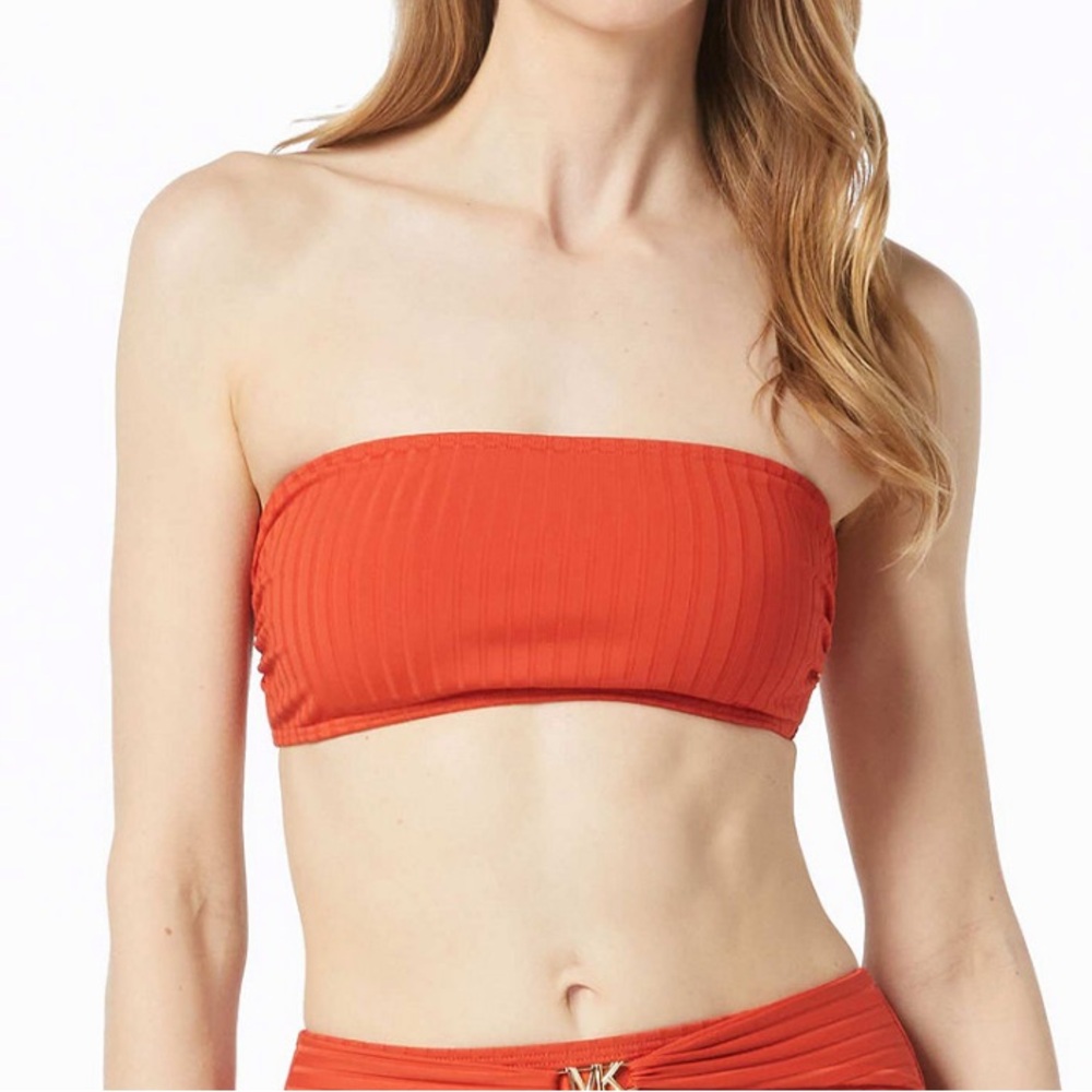 MICHAEL Michael Kors Women's Ribbed Bandeau Convertible Bikini Top